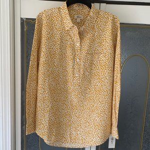 Style & Co Golden Sunrise Long Sleeve Four-Button Pullover Shirt, Large
